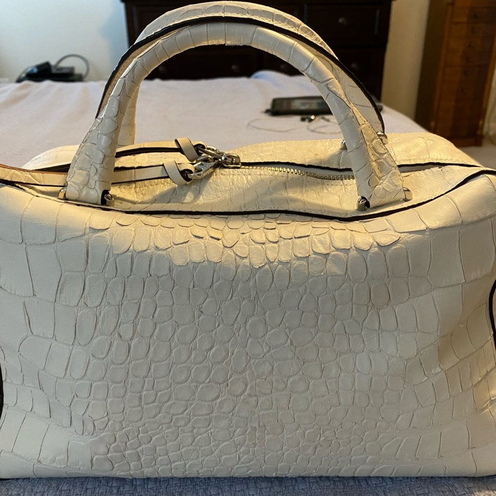 Coach Off White Crocodile Leather Handbag Purse - Picture 2 of 11